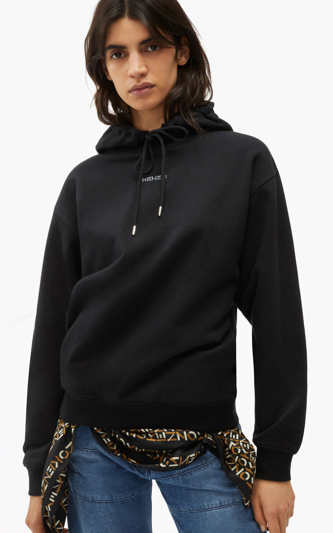 Sudaderas Con Capucha Kenzo Micro Logo Mujer Negras RVM501683